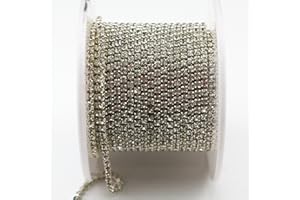 JILLFANG 10 Yard 2mm Crystal Rhinestone Close Chain Clear Trim Sewing Craft Silver Color