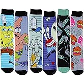 Hyp Spongebob Socks for Men, 6 Pair Pack Spongebob & Patrick Socks for Adults, Shoe Size 6-12