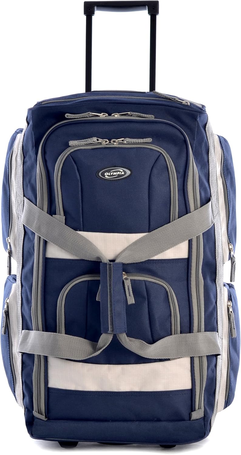  | Olympia 8 Pocket Rolling Duffel Bag, Navy, 22 inch | Travel Duffels