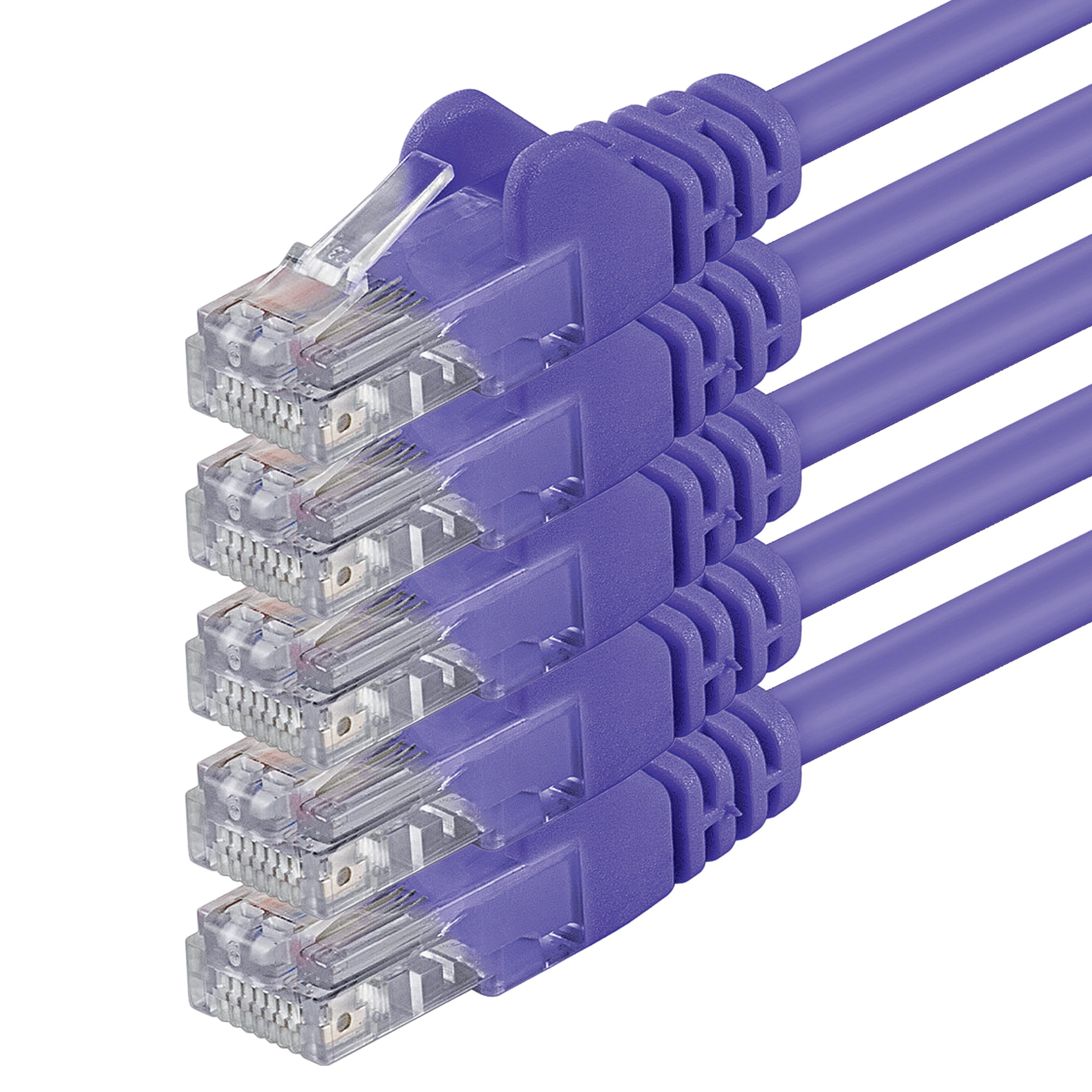 1aTTack.de 10m - purple - 5 pieces - (PACK) - CAT.6 CAT6 Ethernet LAN network cable 1000 Mbit/s patch cable