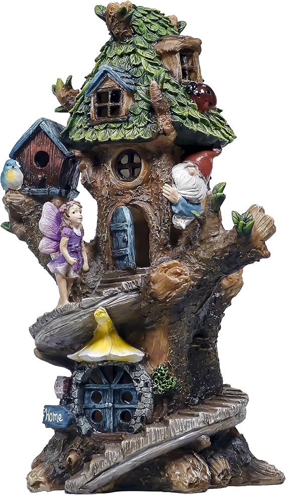 TERESA'S COLLECTIONS 12.8 Inch Spiral Stair Fairy House Garden Statues