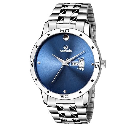 Analogue Round Blue Dial Day And Date Displaying Watch For Men -Ar-103-Blu