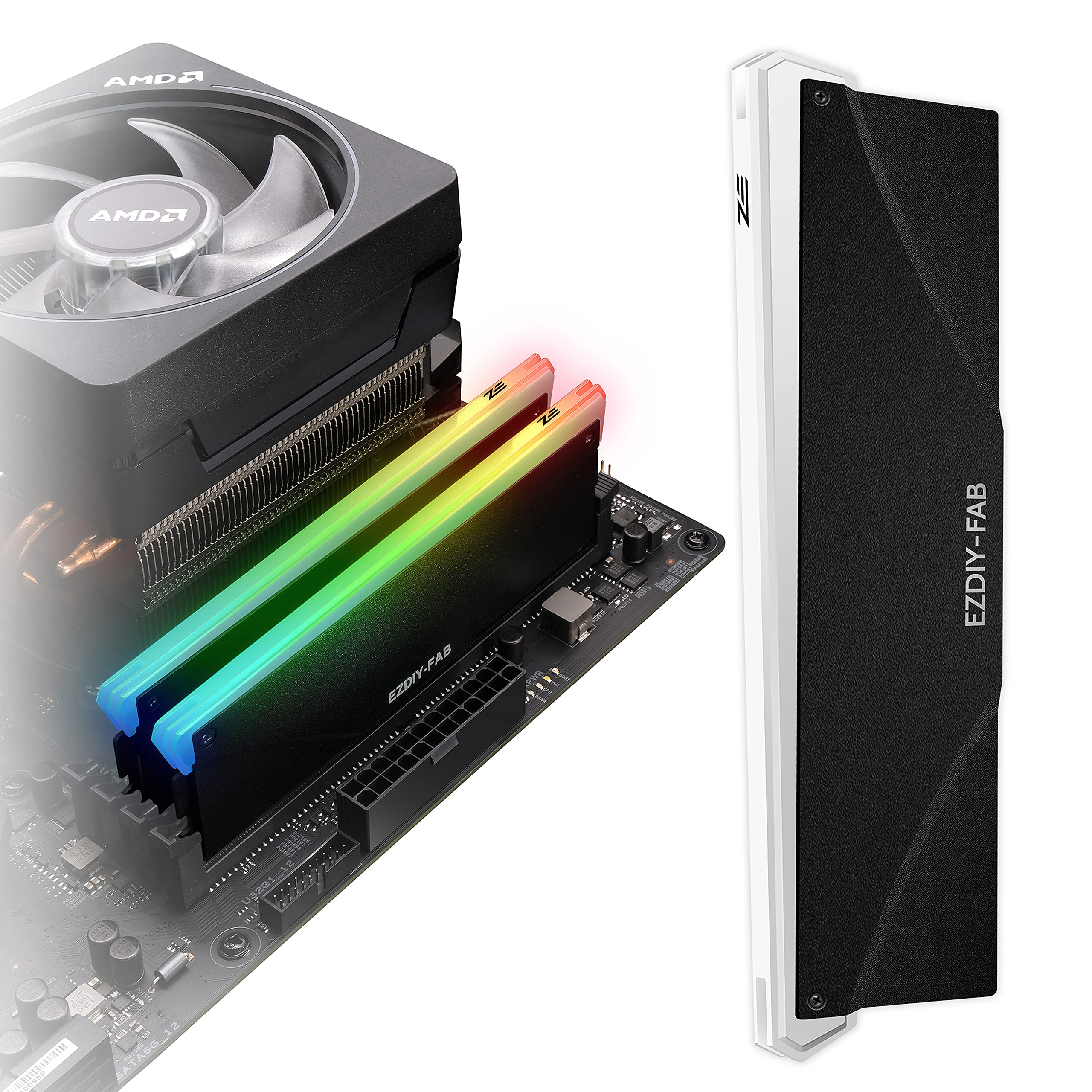 EZDIY-FAB 5V ARGB Memory RAM Cooler DDR Heatsink for DIY PC Game MOD DDR3 DDR4-1 Pack