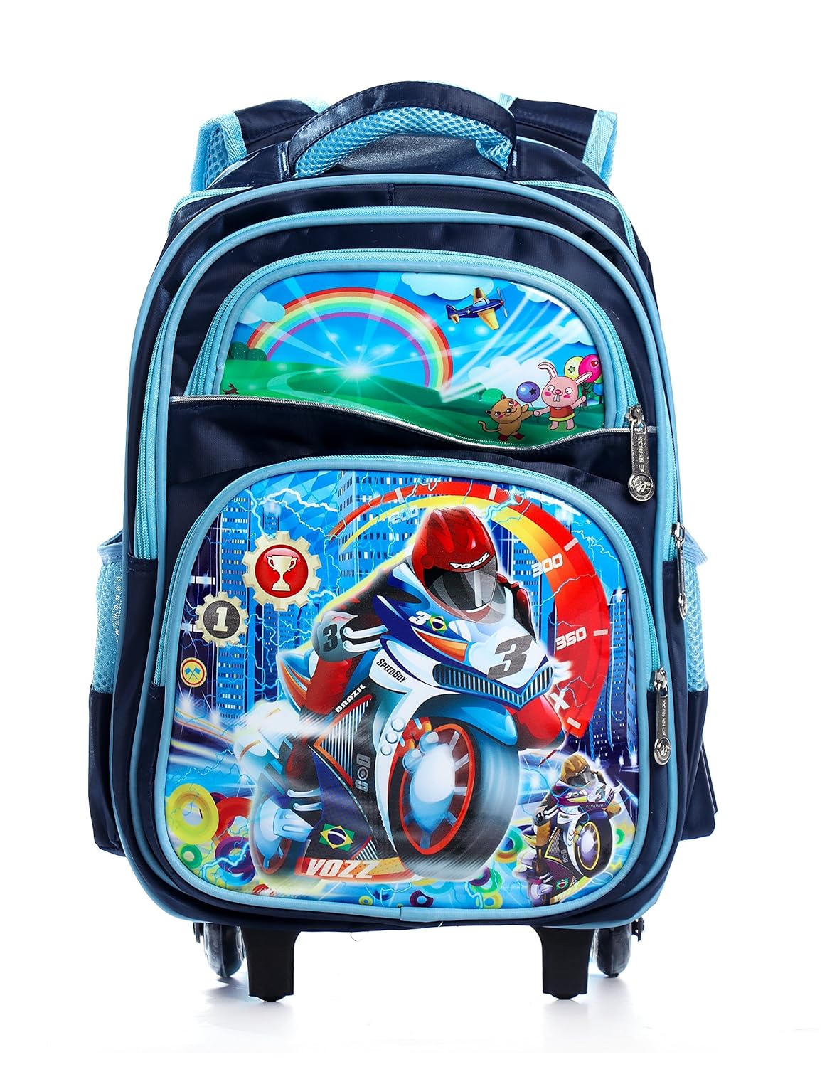 dolphy kid's polyester unique design trolley bag (blue)