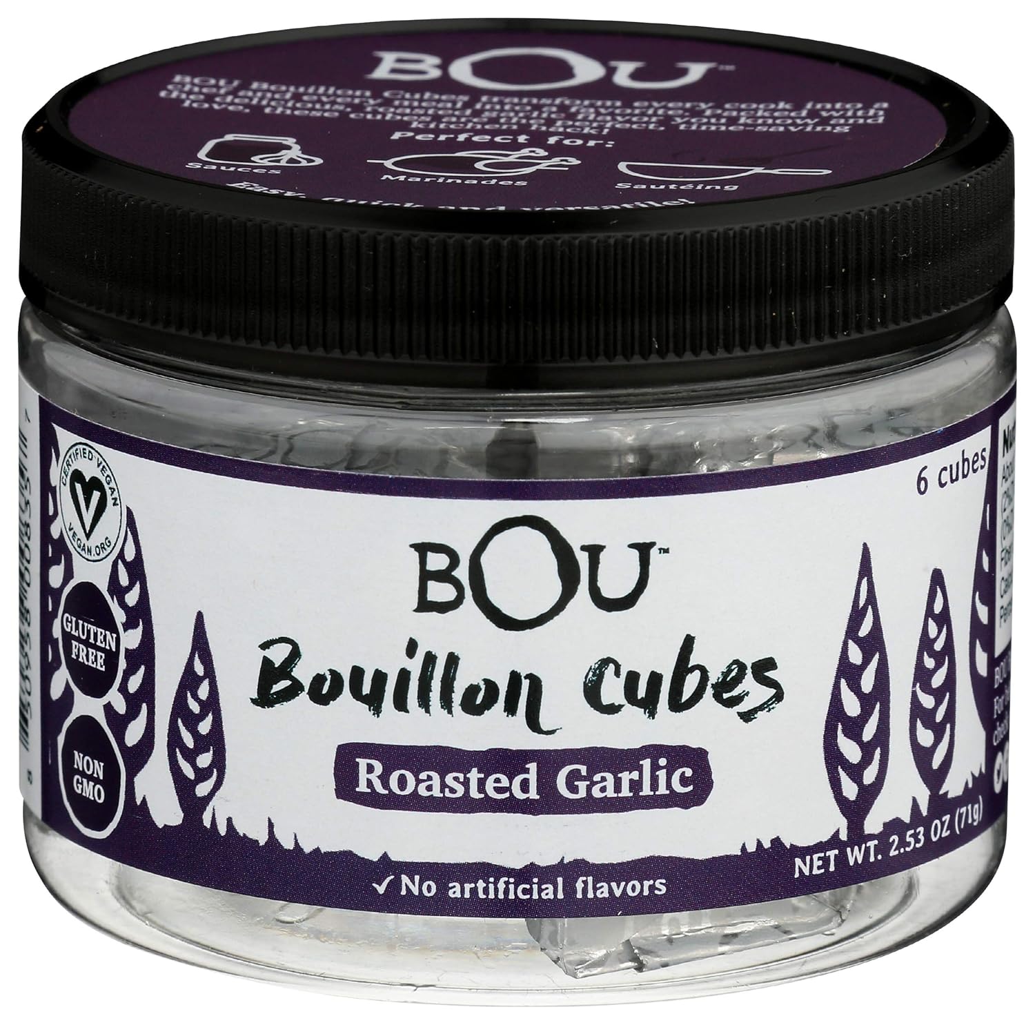 BOU, Bouillon Cubes Roasted Garlic Vegan, 2.529 Ounce
