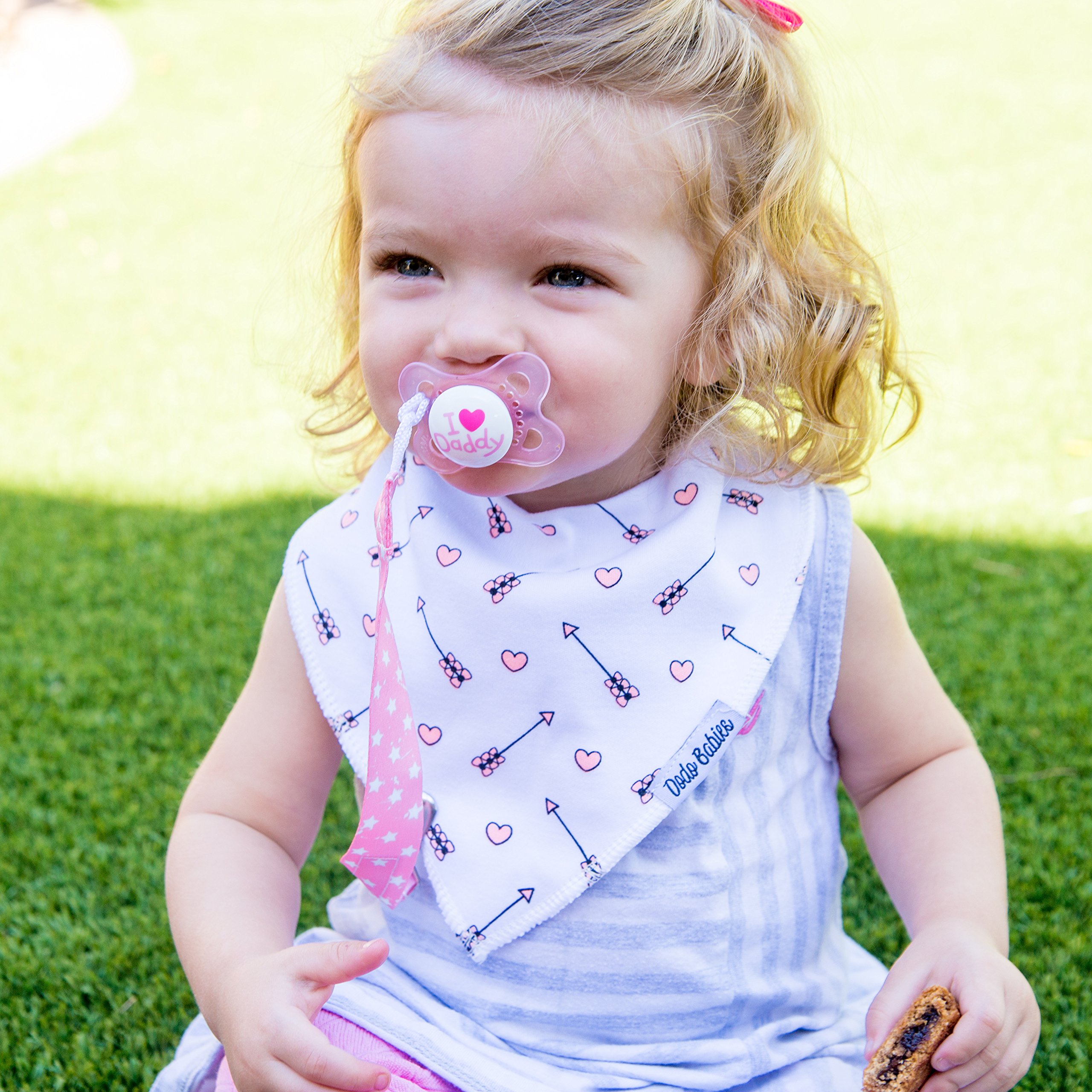 Baby Bandana Drool Bibs by Dodo Babies For Girls + 2 Pacifier Clips