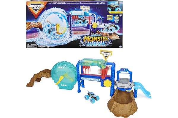 Monster Jam, Megalodon Monster Wash, Includes Color-Changing Truck, Interactive Water Play Kids Toys for Aged 3 and Up