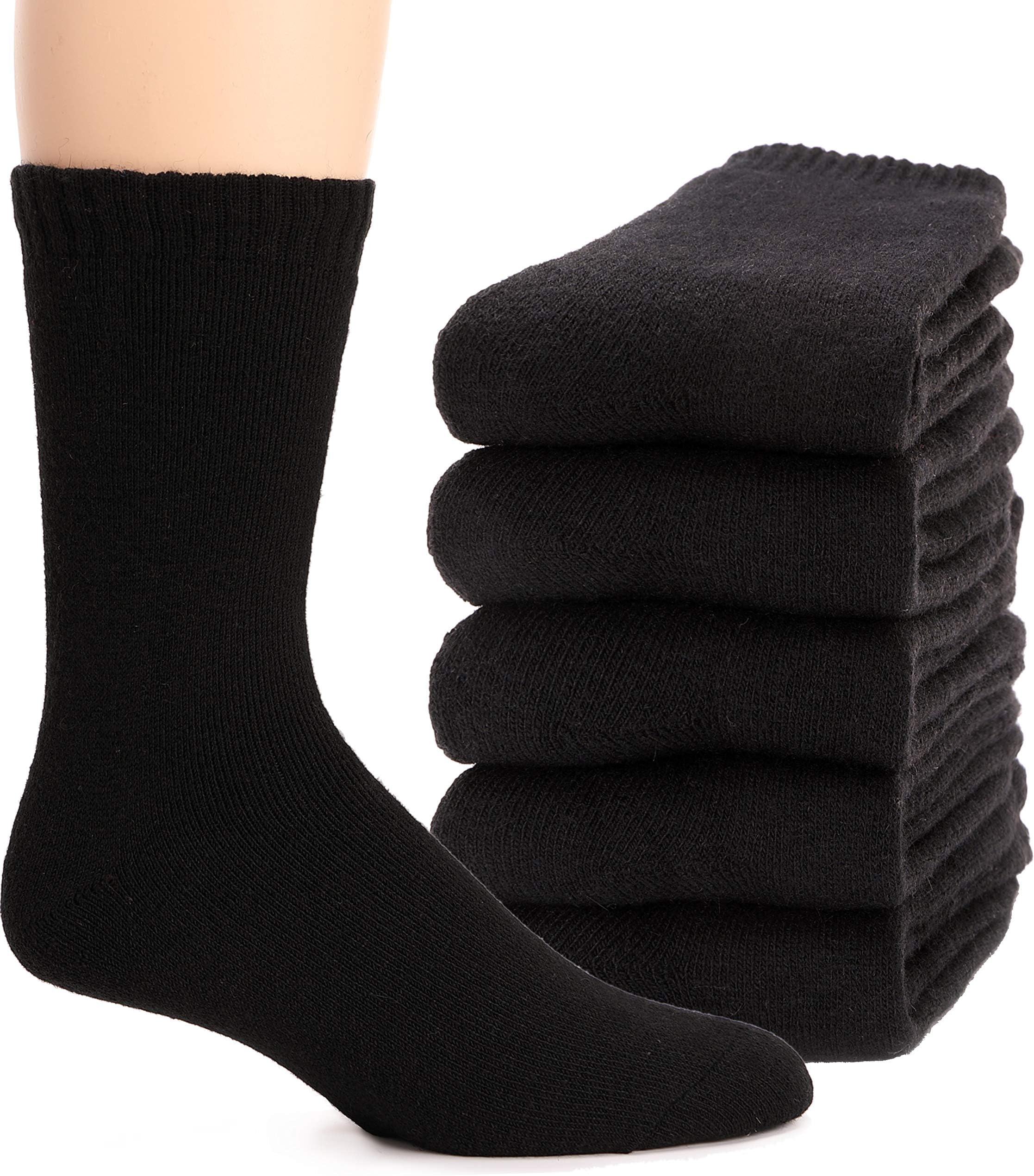 Mens Wool Socks Thermal Heavy Thick Fuzzy Soft Warm Winter Socks 5 Pairs