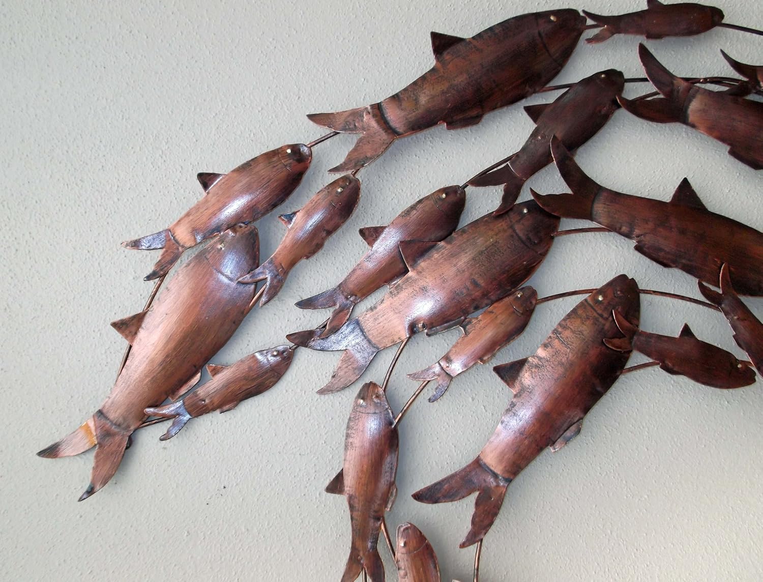 Plantation Designs Contemporary Burnt Black Copper Fish Shoal 3d Metal Circle Fish Wall Art Hand Made Amazon Co Uk Kitchen Home