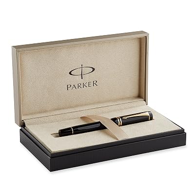 Parker Duofold International Black with Palladium-plated Trim, Fountain Pen with Fine solid gold nib S0690560