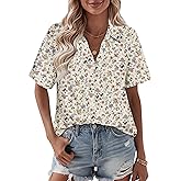 Zeagoo Women Linen Button Down Shirts Short Sleeve Blouse Business Casual Tops Dressy Summer Outfits