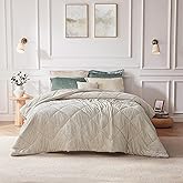 Intelligent Design Queen Comforter Set Velvet Comforters Queen Bedding Reversible, All Season, Diamond Quilted Bedding Microfiber Queen Size Comforters, Felicia, Full/Queen, Champagne 4 Piece