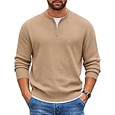 COOFANDY Mens Quarter Zip Pullover Slim Fit Knit Sweater Lightweight Mock Neck Casual Sweaters