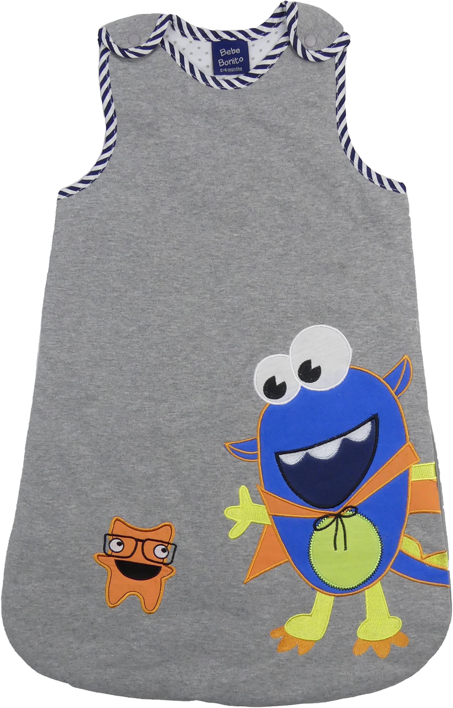 Bebe Bobito Sleeping Bags 2.5 Tog Soft Cotton Jersey (Grey Super Hero Freinds, 0-6 Months)