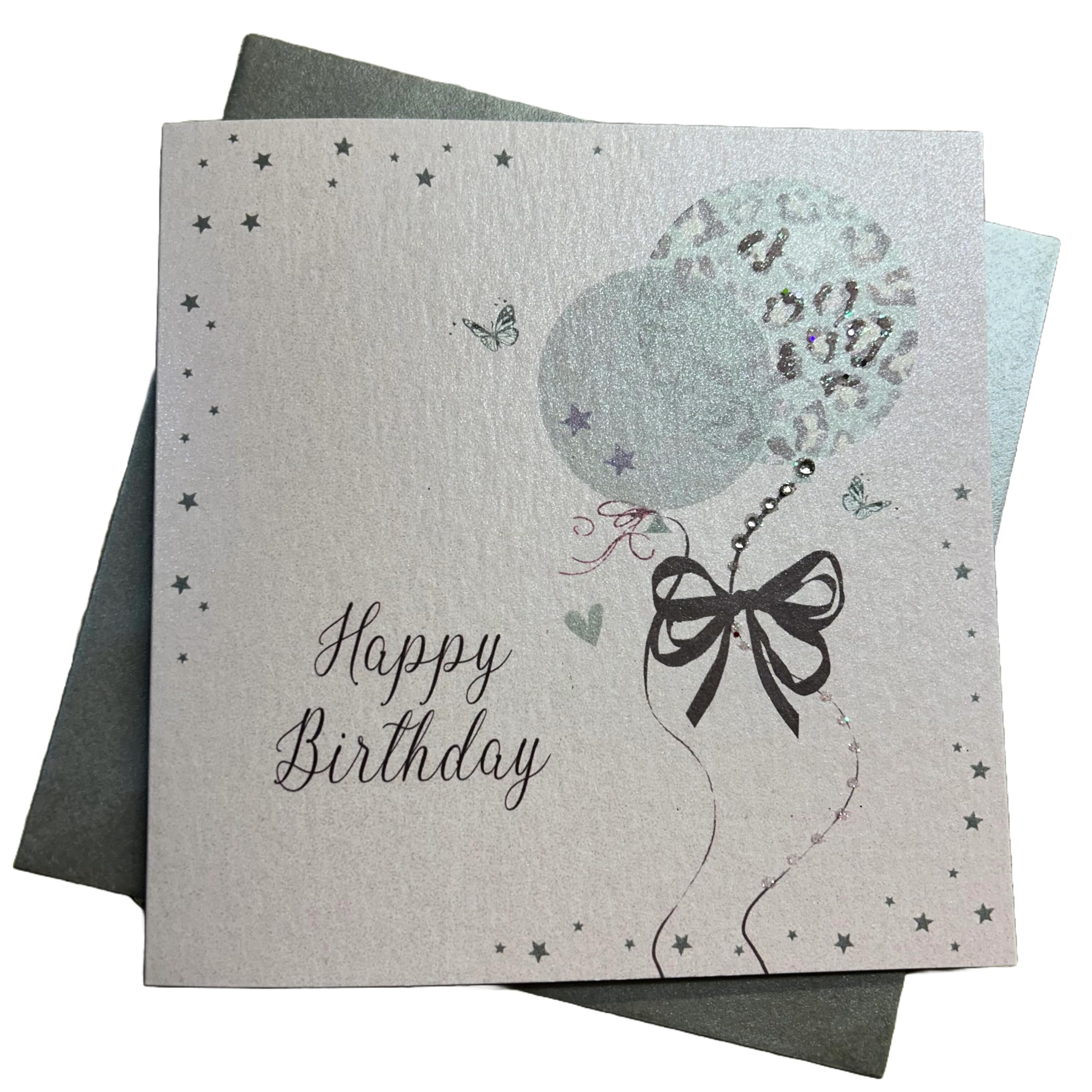 WHITE COTTON CARDS Handmade Happy Birthday Card, White, WB234,16cm x 16cm