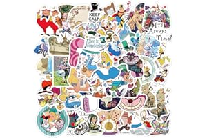 LHST 50Pcs Alice in Wonderland Stickers for Kids, Cartoon Theme Stickers, Vinyl Waterproof Stickers for Adults Funny Decals Stickers for Water Bottle Gifts Stuff for Computer Laptop (Alice)