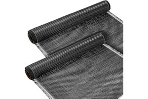 Tudomro 10ft x 12" Carbon Fiber Fabric Black Carbon Fiber Sheet Pure Cloth 2 x 2 Twill Weave-3k/220g for Cars Structural Reinforcement on Concrete Wall Basement Boat Repair(2 Roll)
