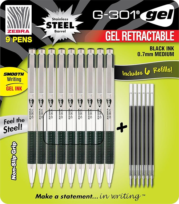 Product of Zebra G301 Steel Retractable Gel Pen with 0.7mm