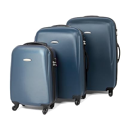 MasterGear Hartschalenkoffer Set aus ABS mit Reißverschluss in blau (petrol) , 3er Kofferset , Koffer 4 Rollen (360 Grad) , Trolley, Reisekoffer, TSA, stapelbar , Größen: S, M & L