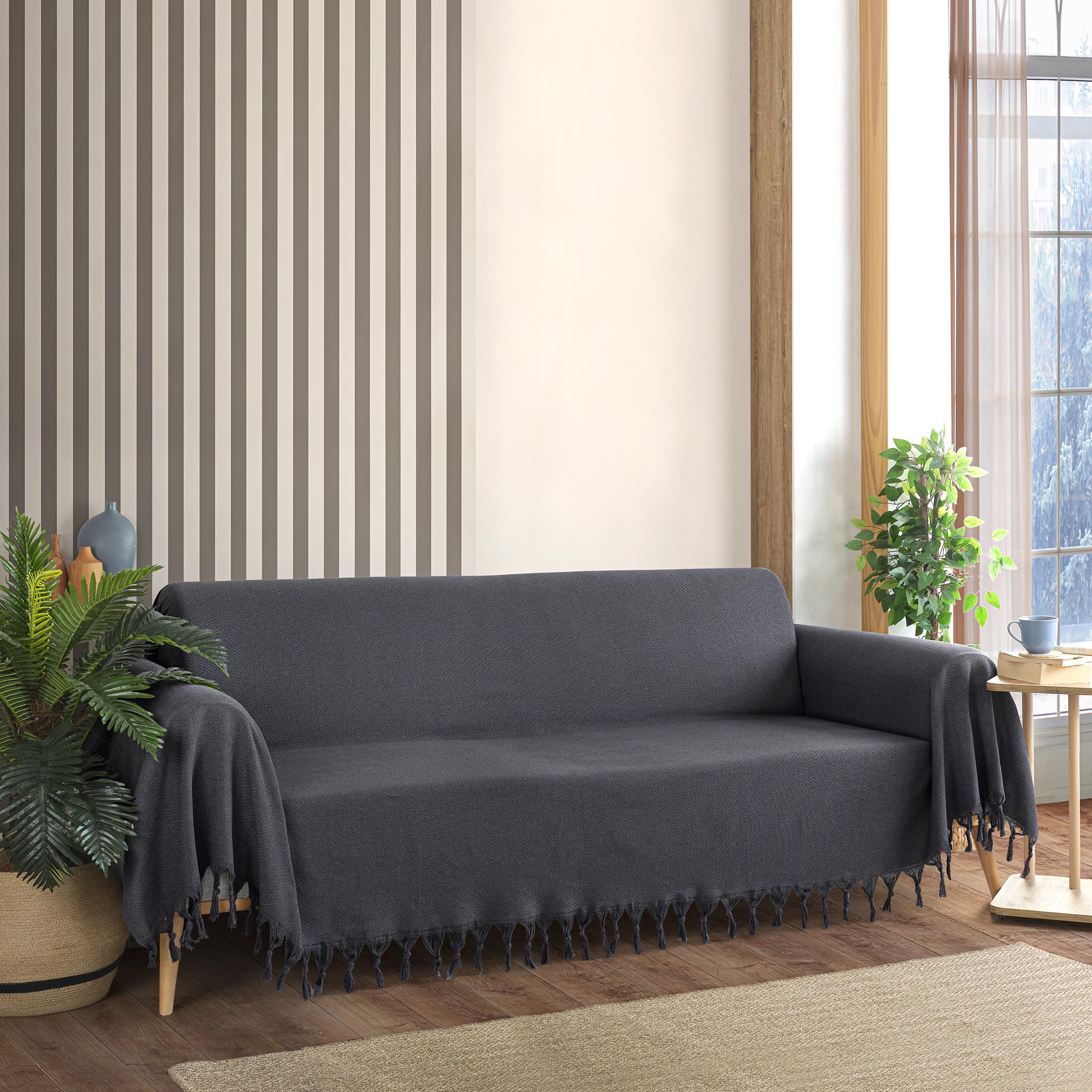 Milam London Sofa Throws Large 3 Seater | Sofa Cover 3 Seater | Grey Throw for Sofa, Settee, Couch | Blanket Throws for Sofas Large | 180 x 300 cm