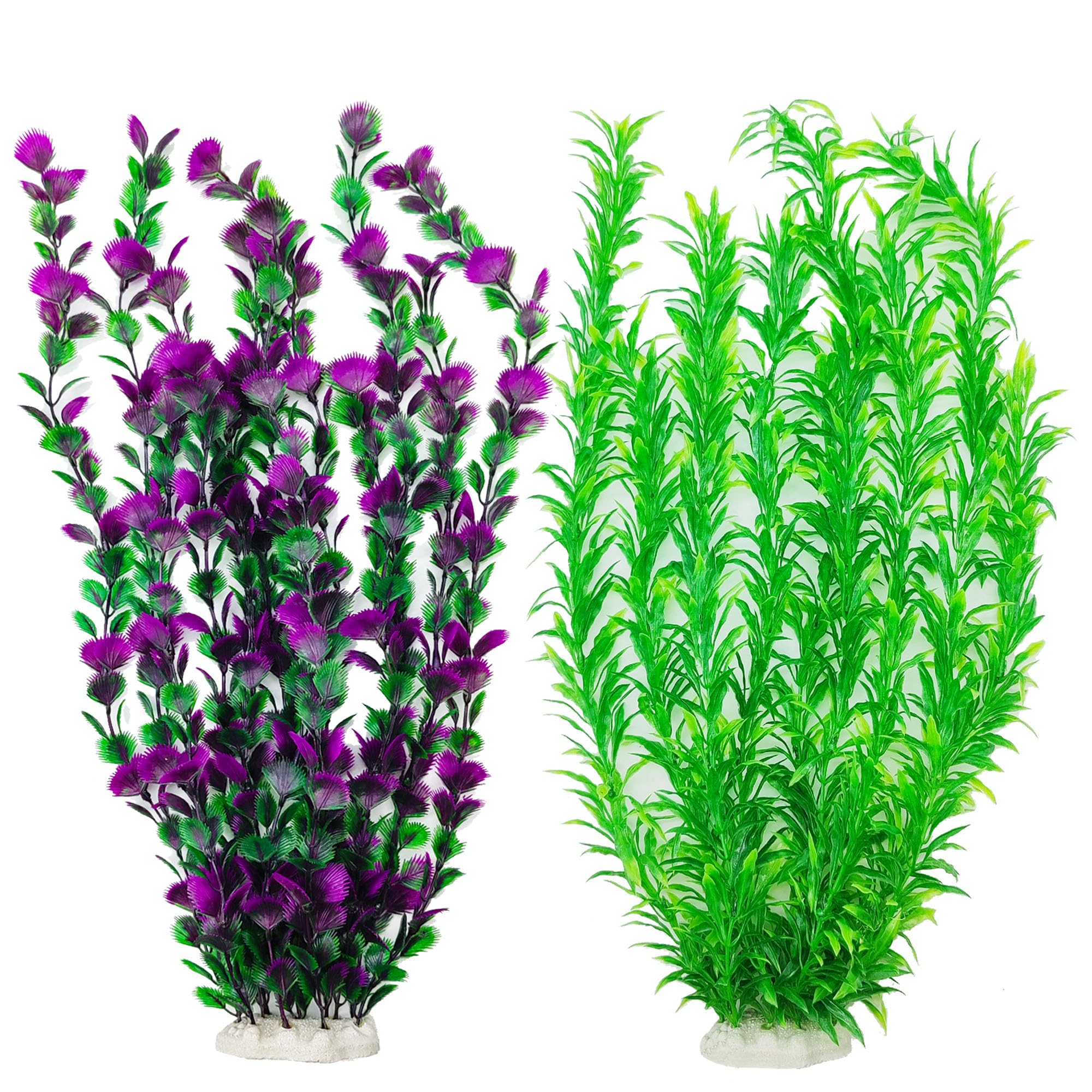 Photo 1 of 20.47 Inch Tall Aquarium Plants – Large Lifelike Artificial Fish Tank Decorations, 2 Pcs Fish Tank Plants Plastic?Durable & Safe for Freshwater/Saltwater Aquariums (Green (Style D))