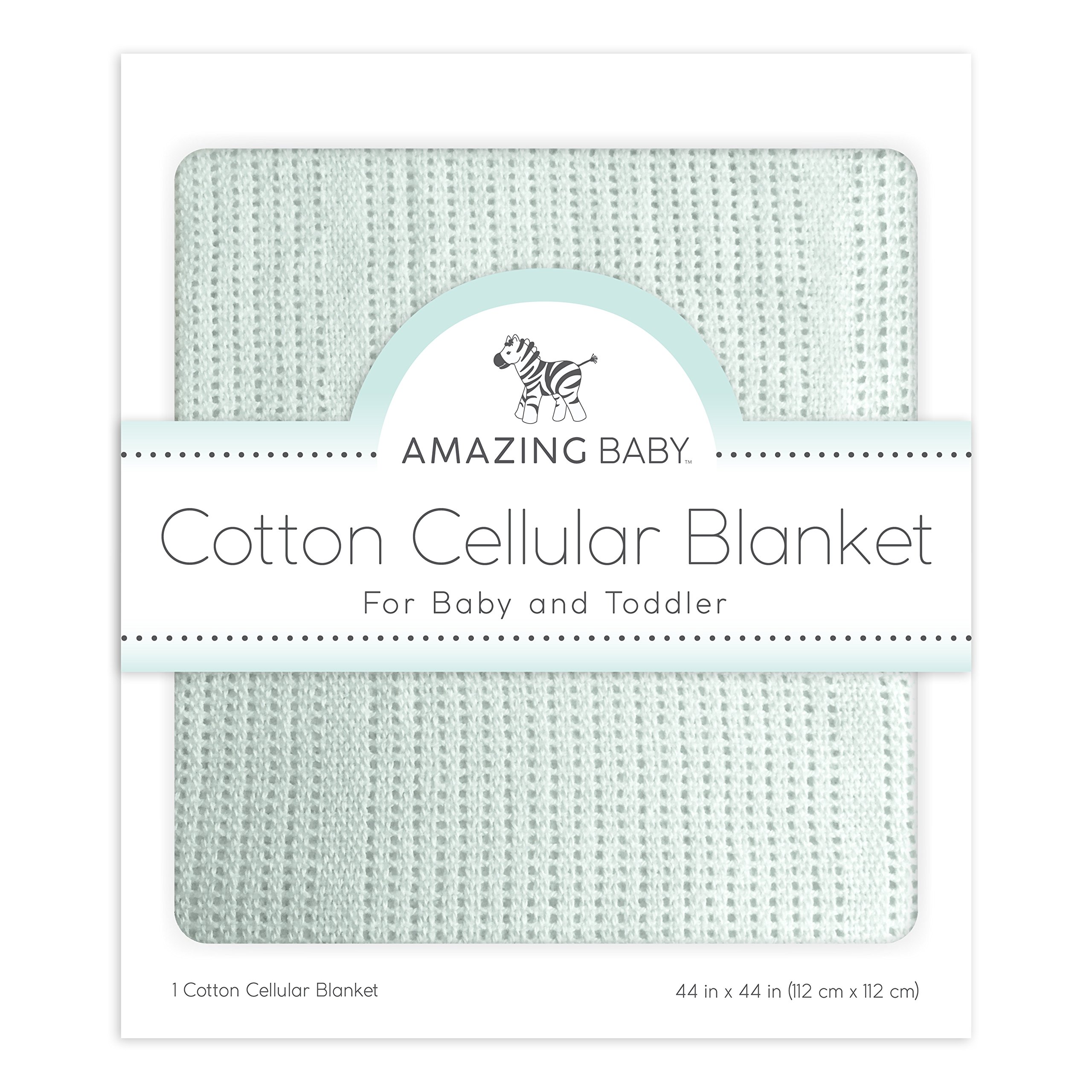 Photo 1 of Amazing Baby Cellular Blanket, Premium Cotton Knit, Ultra Soft, Breathable, Cozy Gift for Baby Boys and Girls, Favorite Toddler Blanket, 44 x 44 inches (112 x 112 cm), Soft SeaCrystal