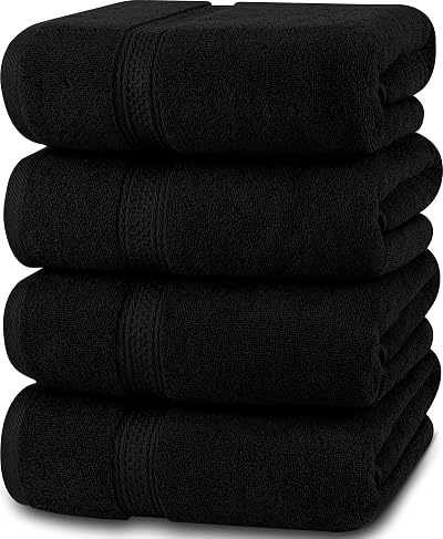 Utopia Towels 4 Piece Bath Towel Set 69x137 cm Premium 100% Cotton Black