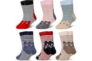 Eocom Kids Wool Socks For Boys Girls Warm Hiking Thermal Winter Cozy Soft Thick Toddlers Crew Boot Socks 6 Pairs