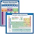 2 Pack - Periodic Table of the Elements Poster for Kids & Roman Numerals Math Chart (LAMINATED, 18" x 24")