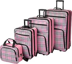 Rockland juego de 4 piezas de valijas y bolsos para viaje, Tartán rosado),  F105-PINKCROSS : Ropa, Zapatos y Joyería - Amazon.com