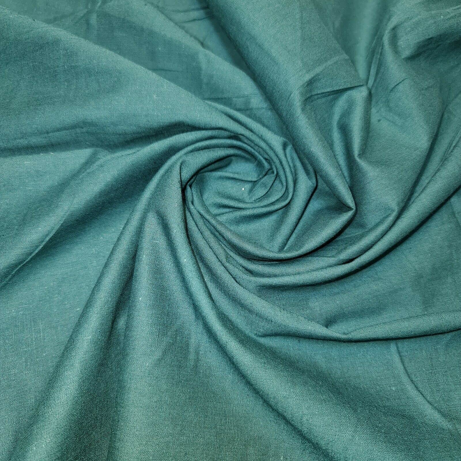 100% Cotton Fabric 112cm Wide Plain Cambric Poplin (Teal, 2 Meter)