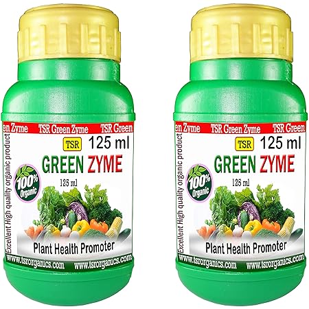 TSR Organic fertilisers & Pesticides Green Zyme with Seaweed Extract Liquid for Plant Health -Enriched Mix with All Essential Nutrients for Plants 125 ml -Pack of 2