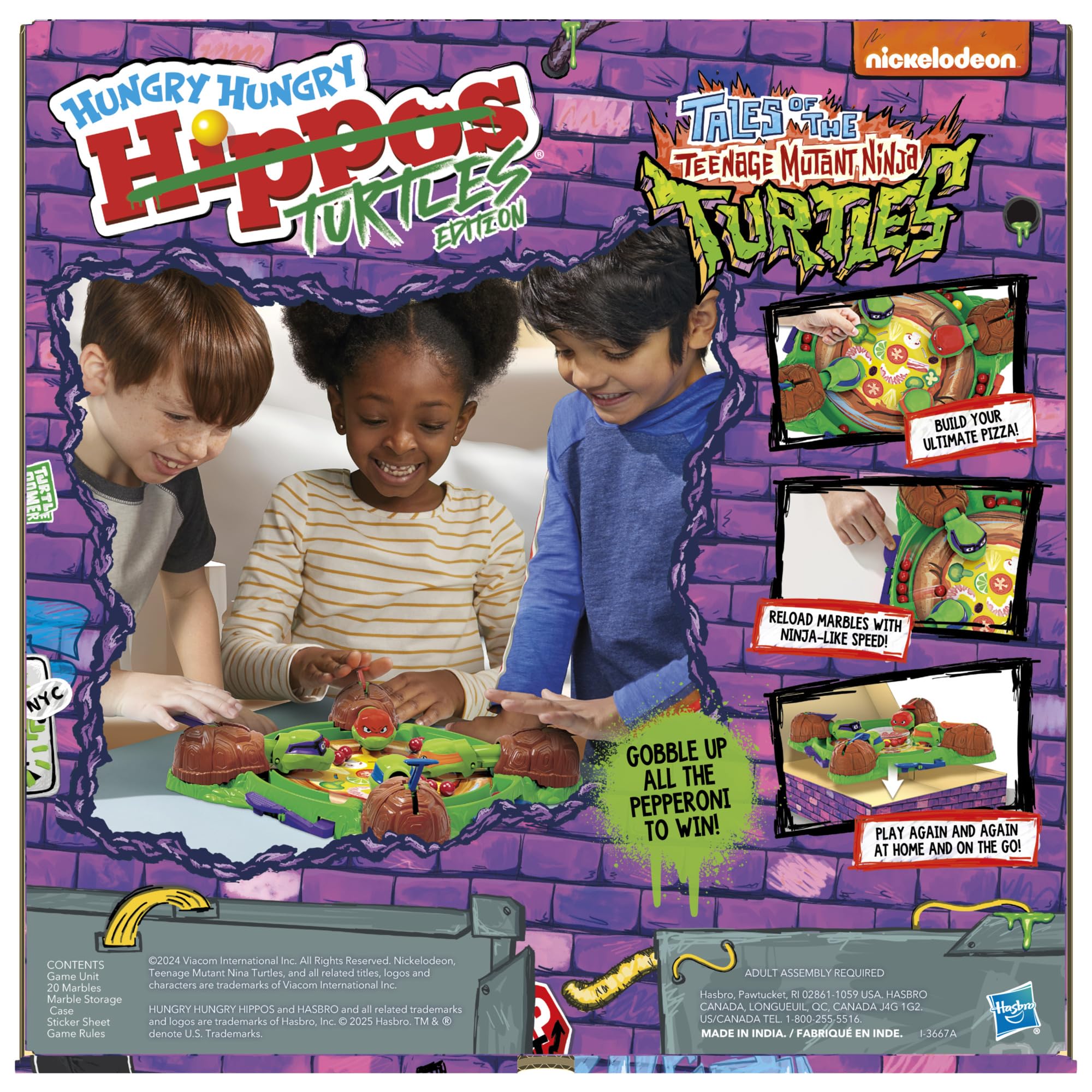 Hungry Hungry Hippos: Teenage Mutant Ninja Turtles Edition Game | Ages 4 and Up | 2 to 4 Players | Kids Board Games | Gifts for Preschoolers (Amazon Exclusive)