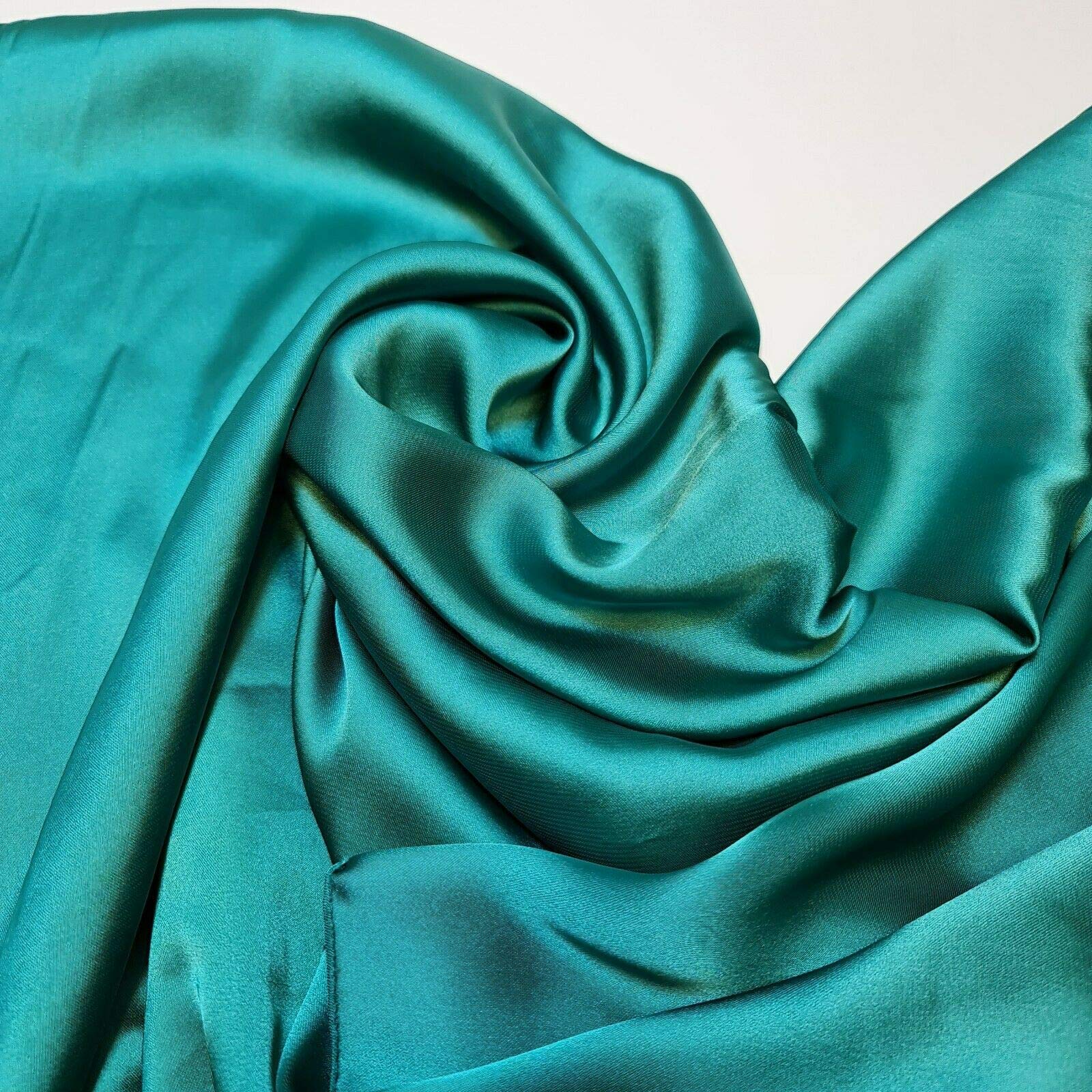 Textile Station BBR Silky Charmeuse Lightweight Satin Bridal Dress Drape Décor Fabric 44" -112cm Wide (Sea Green, 5 Meter)