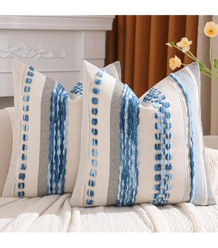 Flowershave357 Striped Cushion Cover Pillow Cover Coastal Style