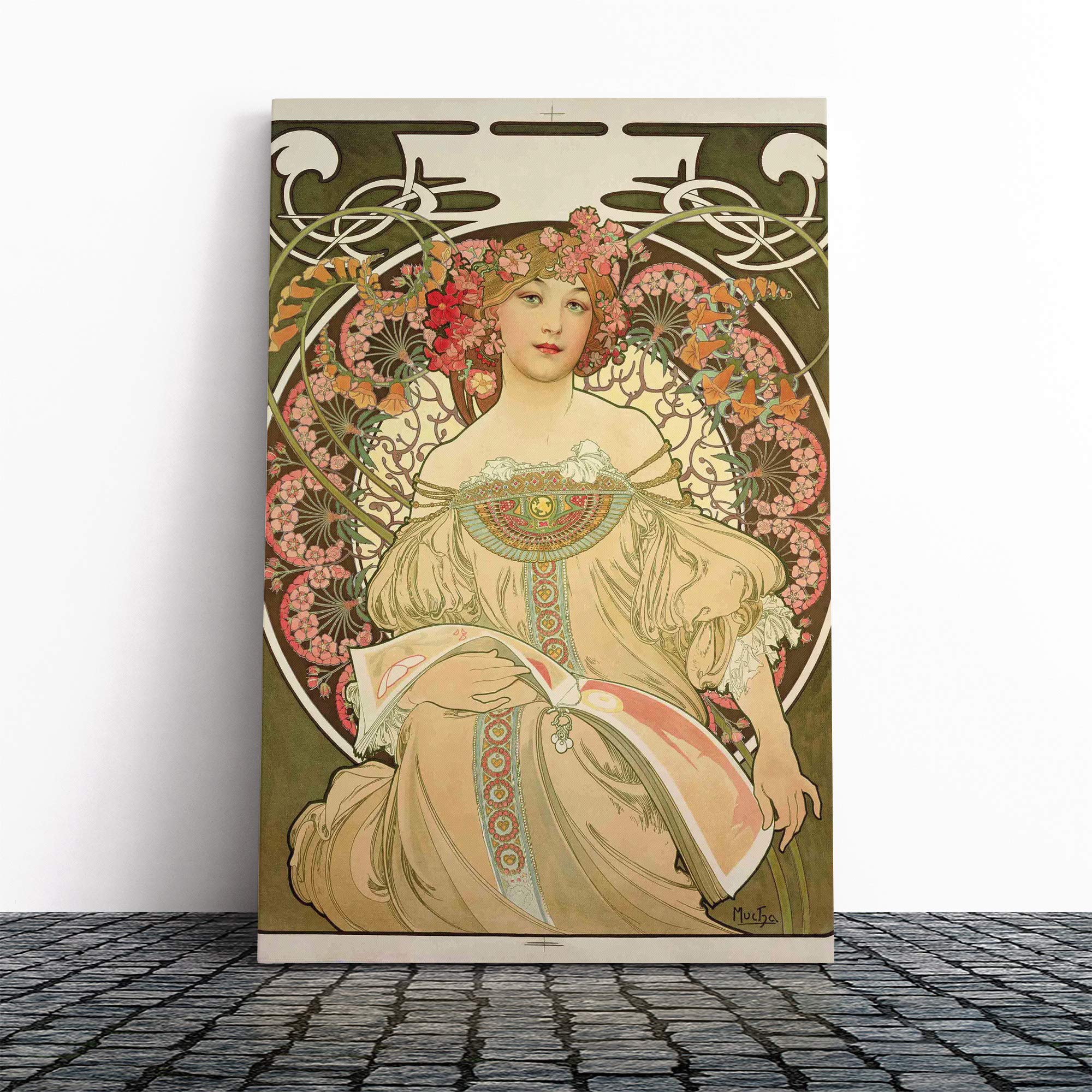 Alphonse Mucha Champagne Canvas Print | Gallery Wrapped 30mm Frame Wall Art | 20x14 inches | Ready to Hang | Modern Picture | Living Room Bedroom Lounge Office