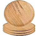 Alpha Living Home - Elegant 11-Inch Natural Wood Charger Plates Set of 4 Handcrafted Dining Essentials