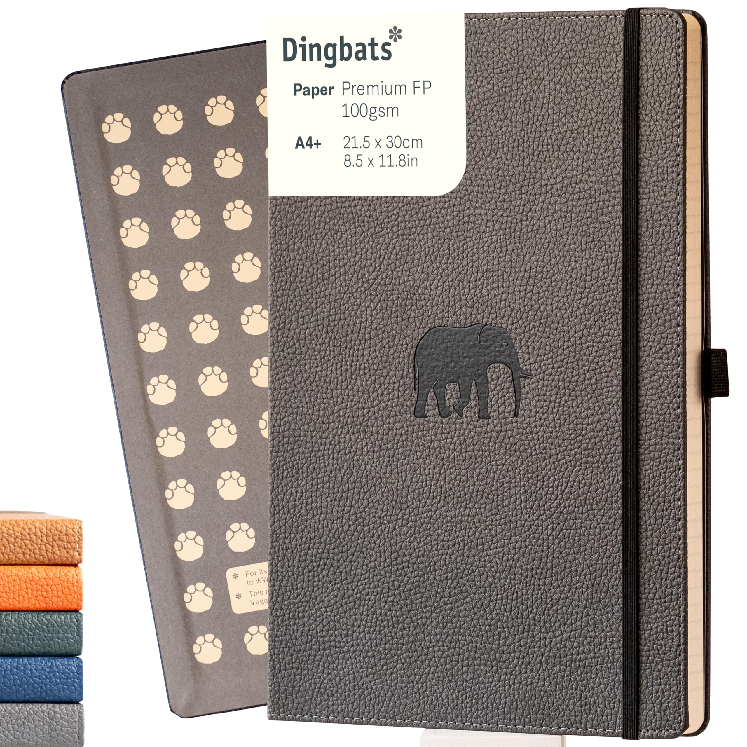 Dingbats* - Wildlife Dotted Extra Large A4 Notebook - PU Leather Hardcover Journal for Work, Writing - Pocket, Elastic Closure, Pen Holder, Bookmark