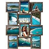 DUENPY 4x6 Picture Frame Collage, 12-Pack Picture Frames Collage Wall Decor, Set with Glass Front, Assembly Required, Brown