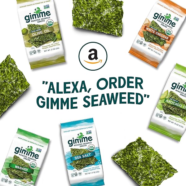 GIMME SEAWEED – WASABI – 12 COUNT – ORGANIC ROASTED SEAWEED SHEETS – KETO, VEGAN, GLUTEN FREE – GREAT SOURCE OF IODINE & OMEGA 3’S – HEALTHY ON-THE-GO SNACK FOR KIDS & ADULTS