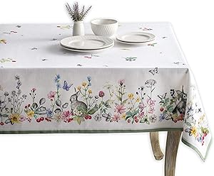 Maison d' Hermine Printemps 100% Cotton Tablecloth for Kitchen Dining | Tabletop | Decoration | Parties | Weddings | Spring/Summer (Rectangle, 60 Inch by 108 Inch)
