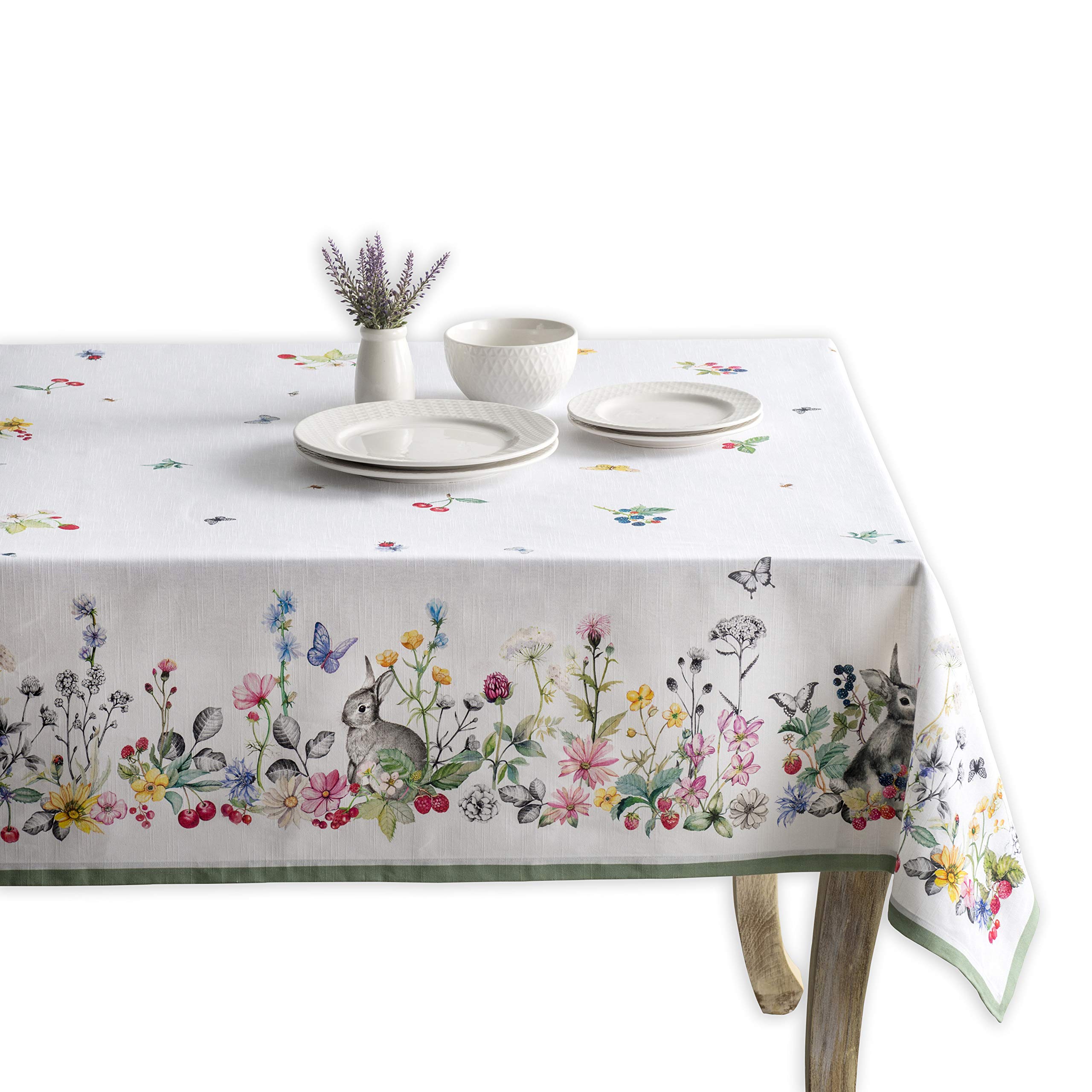 Maison d' Hermine Table Cloth Rectangle Table 100% Cotton 230 cm x 140 cm Tablecloth Reusable Everyday Use for Dining Farmhouse Home Party Festive Gifts for Mothers Day (Printemps) — image 1
