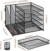 Marbrasse Desk Organiser 5-Tier Tray Drawer 2 Pen Holders Mesh Black view 8