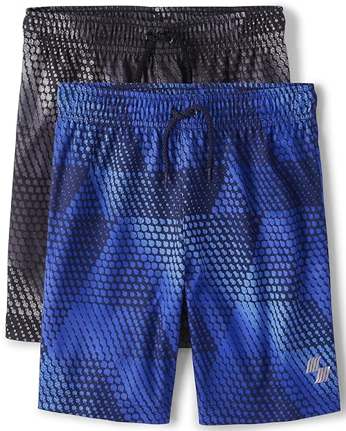 The Children's Place,Basketball Shorts,boys,Blue Print/Black Print 2 Pack,Medium