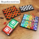 abeec 4 Mini Magnetic Travel Board Games Chess Snakes Ladders Ludo Draughts view 2