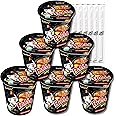 Buldak Ramen Noodles - Original Flavor - Cup 6 Pack - Spicy Ramen Noodles Buldak Ramen Korean Spicy Hot Chicken Stir-Fried Cup Noodles Bundle with 6 ALL.FOR.YOU. Branded Chopsticks