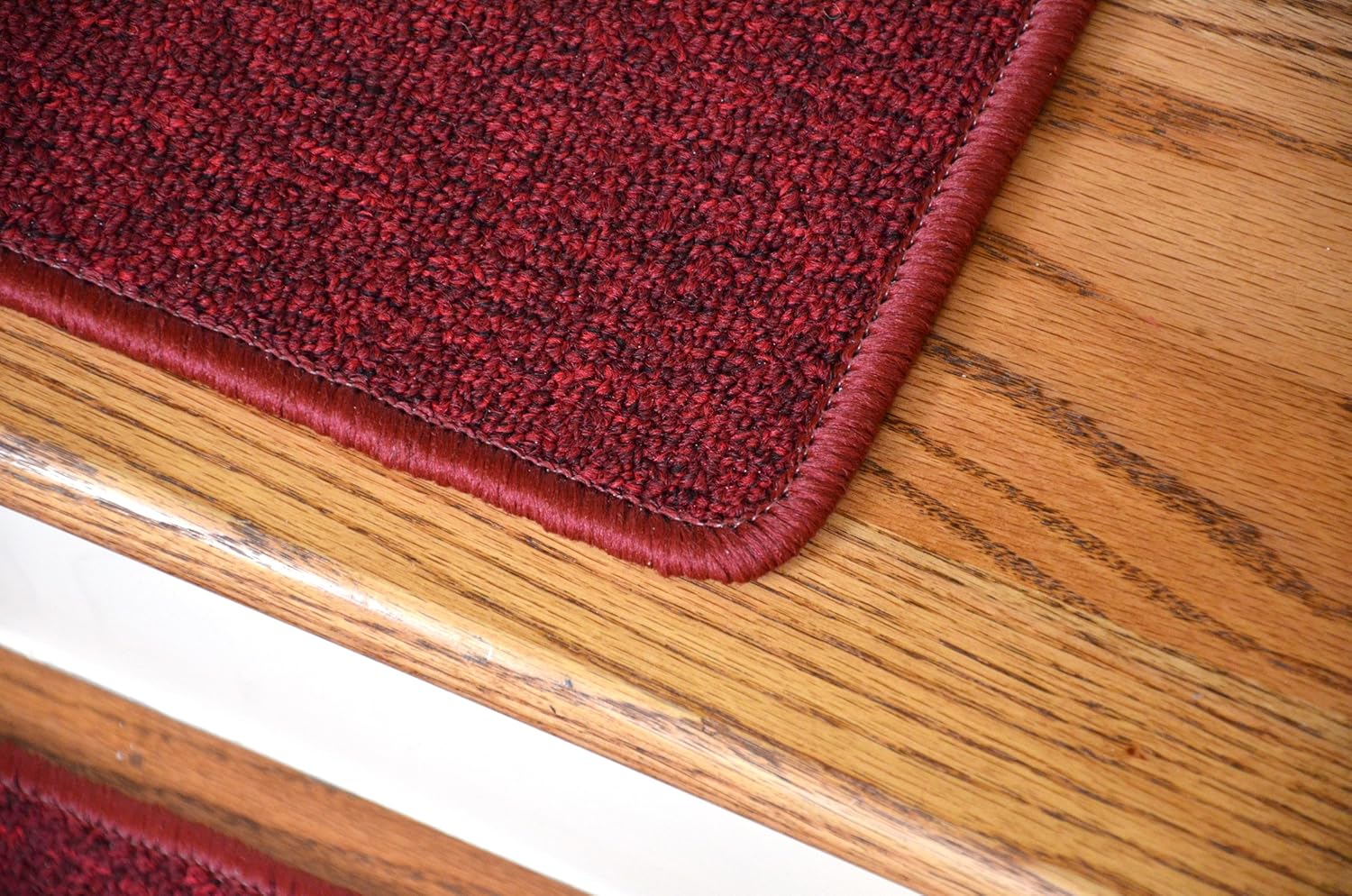 Dean Serged DIY Carpet Stair Treads 27" x 9" Cardinal Red Set of 13