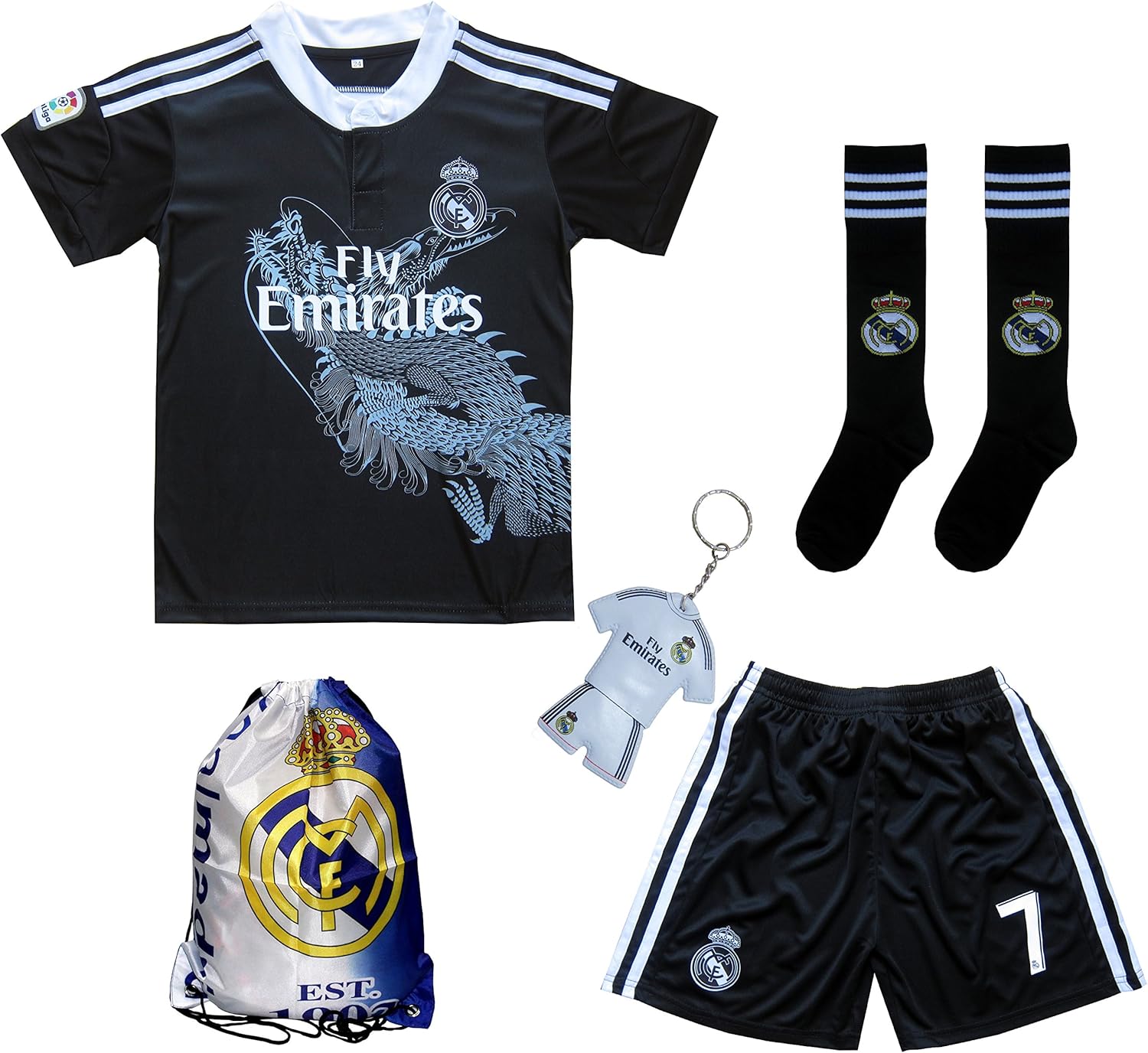 Gamesdurレアルマドリードronaldo 7ブラックドラゴンsoccer Kids Jersey Short Sock サッカーバッグユースサイズ パープル Gamesdur ユニフォーム Amazon