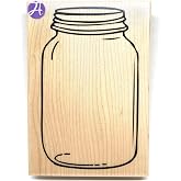 Hampton Art Large Wood Mounted Rubber Stamp - Mason Jar