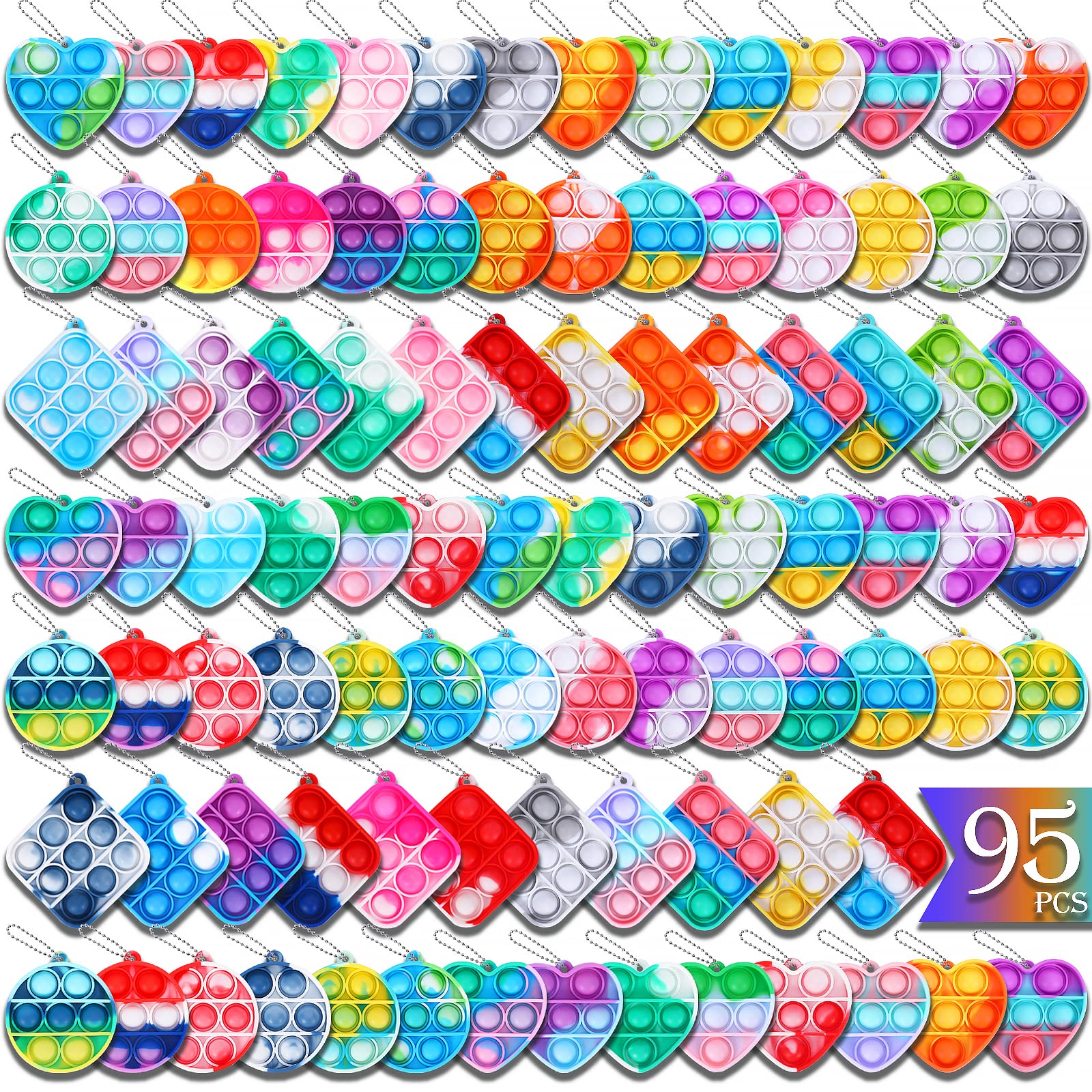 Photo 1 of Arme 95Pcs Pop Fidget Toys?Party Favors Toddler Toys Pop Fidget Keychain Mini Fidget Toys Bulk Sensory Toys Stress Toys, Party Fidget Pack Popper Toy Gift for Girls Boys